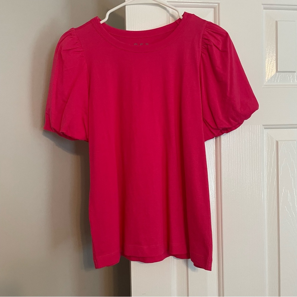 Puff Sleeve Shirt (Hot Pink)
